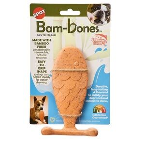 SPOT Bam-Bones Fish Chew Toy for Dogs - Durable, Salmon-Flavored-NWT